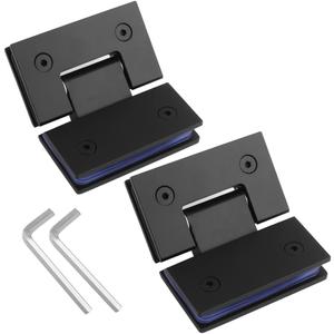 135 Degree Glass Shower Door Hinges, Heavy Duty Frameless Glass Door Hinges Replacement Parts with Mounting Hardware, Stainless Steel Bathroom Gate Clamp for 3/8 to 1/2Glasss, Black