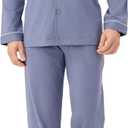 DAVID ARCHY Mens Pajamas Set Soft Cotton Notched Collar Pajamas for Men Long Sleeve Mens Sleepwear with Pockets & Front Fly, Size Large