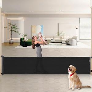 Rengue 140 Inch Retractable Baby Gates, Extra Wide Baby Gates for Large Openings, Mesh Dog Gate Retractable, Safety Gates for Kids or Pets, Extra Long Gates for Stairs Doorway Indoor Outdoor