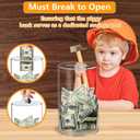 Clear and Unopenable Piggy Bank, Transparent Money Box for Cash Savings, Must-Break-to-Open Acrylic Coin Bank Change Jar for Real Money, Birthday Gifts for Kids & Adults (Cylindricity, Small)