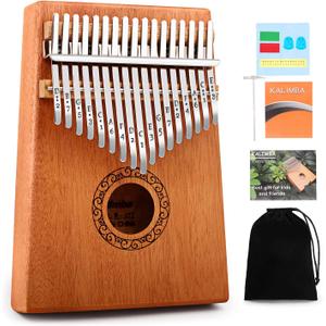 Kalimba Thumb Piano, YUNDIE Portable 17 Keys Mbira Finger Piano with Tune Hammer and Instruction,Musical Instruments Birthday Gift for Adult Beginners Professional(Brown)