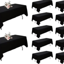 Dugpit 12Pack Black Rectangle Tablecloths - 60x102 Inch Polyester Tablecloths for 6 Foot Tables, Wrinkle Resistant Washable Fabric Black Table Clothes for Christmas, Wedding, Banquet, Party