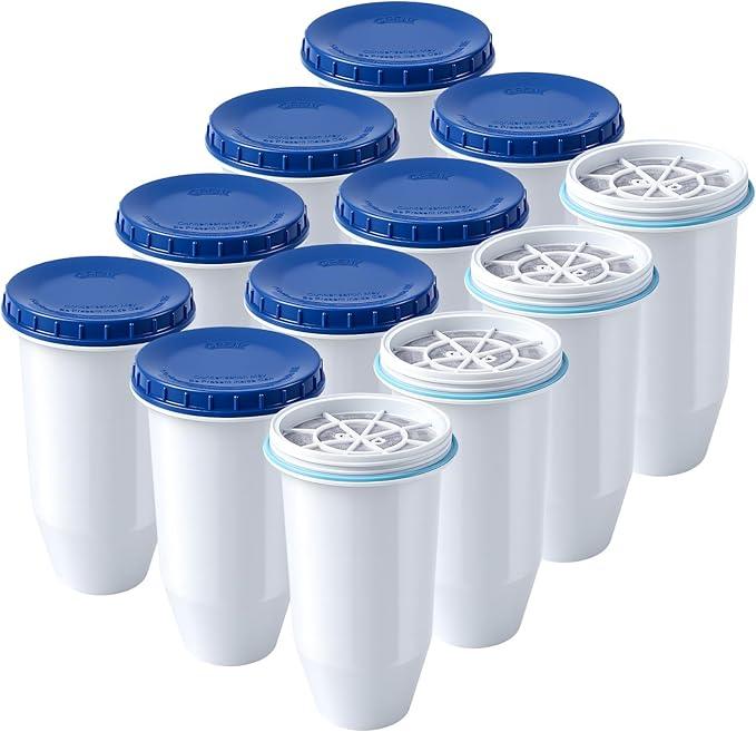 0 TDS Water Filter Replacement for Zero Pitcher & Dispenser | Upgraded 6-Stage Filtration | Removes 99.9% of Lead, Chromium, PFOA/PFOS | Compatible with ZR-001, ZR-004, ZR-017 | 12-Pack