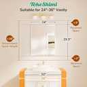 TokeShimi 24x30 Frameless Bathroom Mirror for Over Sink, Tempered Beveled Wall Mirror with 1" Beveled Edge, Shatterproof Rectangle Mirrored for Vanity, Living Room, Entryway, Restroom