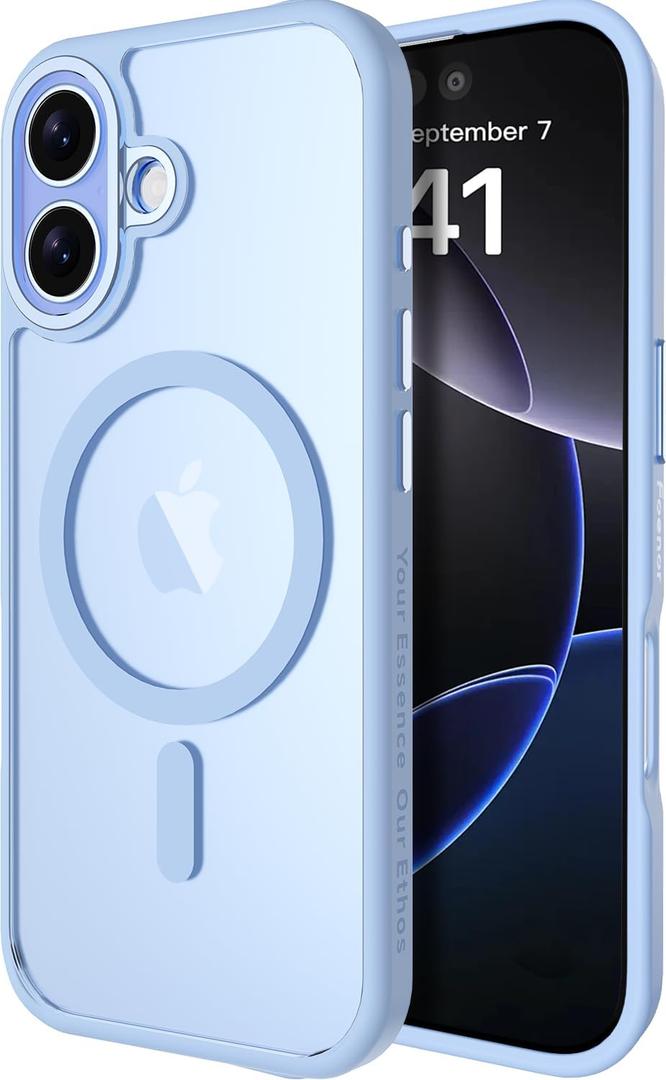 for iPhone 17 Case [Compatible with MagSafe][Translucent Matte][Anti-Yellow][Anti-Fingerprint] Shockproof Protective Slim Case for 17Blue