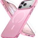 Miracase Magnetic for iPhone 17 Pro Max Case with Screen Protector [Compatible with MagSafe] Slim Thin Phone Case Military-Grade Protected for 17 ProMax Cover Bumper 6.9", Pink