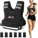Adjustable Weighted Vest for Women - 04-10lb Vest with 6 Ironsand Weights for Strength Training,Body Weight Vest Exercise Set for Running, Walking and Home Workouts (Black)