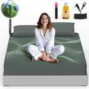 Reaks Grounding Sheets Queen Size, 95% Cotton + 5% Pure Silver Fiber, Fitted Bed Sheet with Deep Pocket Up to 15'', Earthing Mattress Pad with Grounding Cord