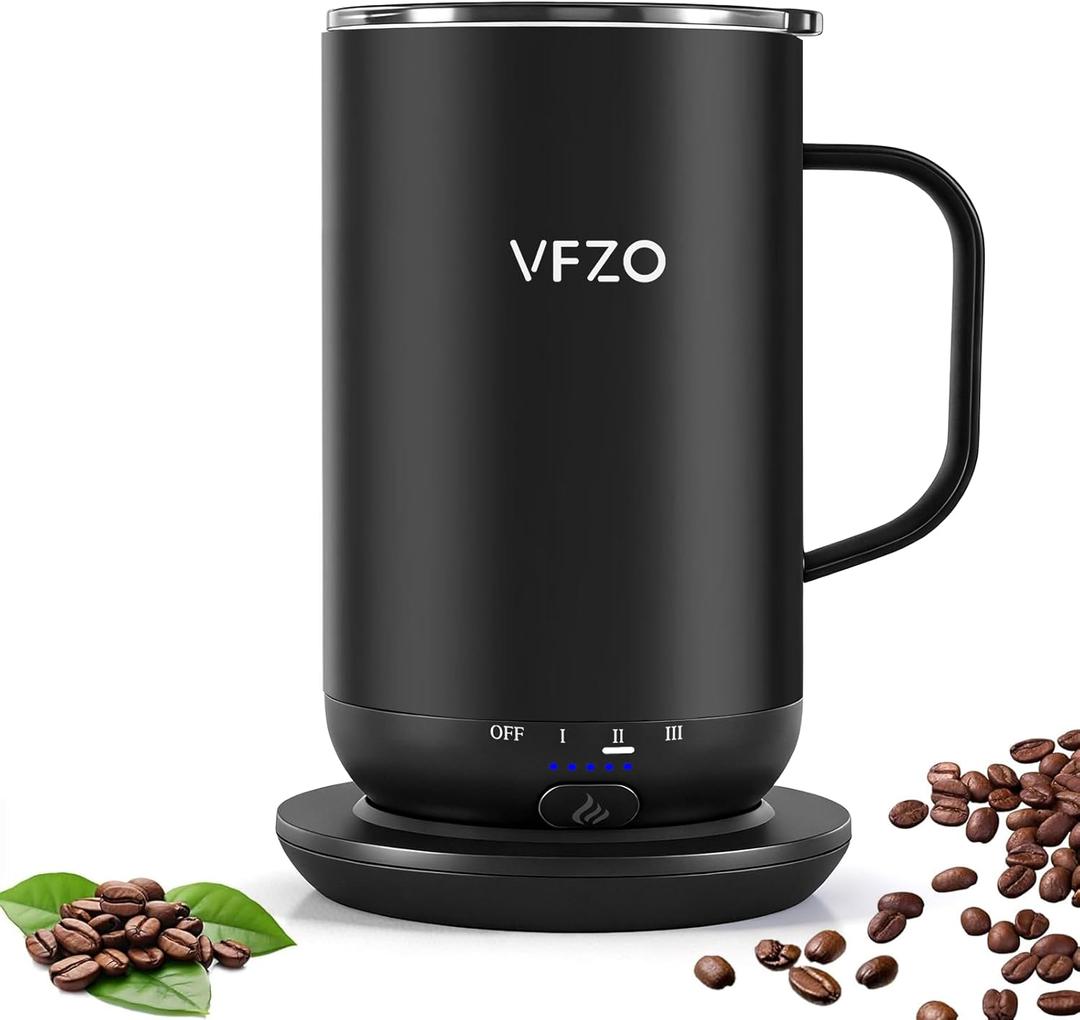 Self Heating Coffee Mug,High-Capacity- 18 oz, 180 Min Battery Life, Smart Heated Coffee MugSmart Mug, Simple Temperature Control Operation, Gifts for Family Members (Black)