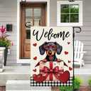 DLZDN Welcome Valentines Day Dachshund Dog Love Heart Garden Flag 1218 Inch Double Side Vertical Burlap Farmhouse Yard Sign Holiday Outdoor Decoration
