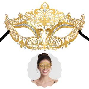 Masquerade Mask for Women, Metal Mask for Costume Party, Halloween, Mardi Gras, Venetian Balls