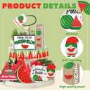 13 Pcs Summer Watermelon Tiered Tray Decor Set Farmhouse Wood Summer Wood Sign Hawaii Tiered Tray Decorations Tabletop Rustic Wooden Red Gnome Table Signs for Home Kitchen Table Decoration