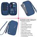 RFID Family Passport Wallet Holder Waterproof, Travel Document Organizer Credit Card Clutch Bag for Men Women