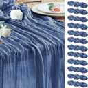 Wokceer Cheesecloth Table Runner 12Pack 10FT Blue Boho Gauze Cheese Cloth Table Runner for Party Long Rustic Sheer Table Runners for Baby Bridal Shower Wedding Easter Table Decor