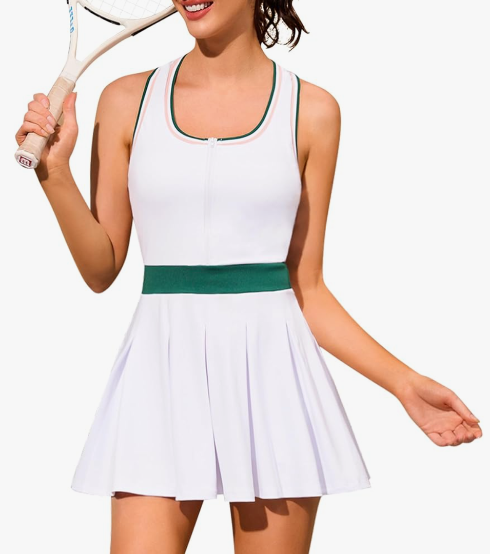 Tennis Dresses for Women with Built in Shorts and Bra Half Zip Sleeveless Workout Golf Outfits Athletic Skirts S