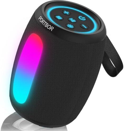 Bluetooth Speaker, Portable Wireless Speaker with Powerful Stereo Sound/8 Modes LED Lights, 36H Playtime, TWS Surround Pairing, IPX5 Waterproof, BT5.3, for Outdoor/Home/Travel/Camping, Ideal Gifts