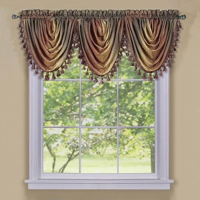 Soft Waterfall Valance Window Curtains - 46 Inch Width, 40 Inch Length - Ombre (Autumn) - Light Filtering Decorative Polyester Drapes for Bedroom Living & Dining Room by Achim Home Decor 1 prs