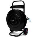 Heavy Duty Strapping Cart, Strapping Dispenser for Poly/Plastic Steel/Fibre Strapping, Moveable Strapping Dispenser Deluxe Banding Cart with Built-in Tray, Black