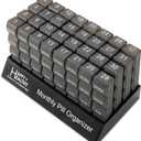 Month Pill Box Organizer - 4 Times-a-Day Morning-Noon-Evening-Night - Large 32 Daily Pill Cases with Compartments for Vitamins, Supplements, Medication -Travel Monthly Pill Organizer, Black