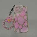 NITITOP Compatible for iPhone 14 Pro Max Case, Cute Floral Bear Camera Lens Case for Women Girls, Soft TPU Shockproof Protective Cover with Lovely Flower Bracelet Chain - Bear Pink