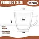Amyhill Mini Disposable Tea Cups with Handle, 2oz Hard Plastic Coffee Mug Bulk Plastic Square Disposable Espresso Cups for Wedding Tea Party Catering Dessert Sampling(Transparent,100 Pcs)
