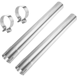 3 Inch ID Exhaust Pipe Stainless Steel Straight Exhaust Tubing with Clamp, Tailpipe 3"/76mm ID, 22.8"/580mm Length Exhaust Tube DIY Pipe Universal Fit (2 PSC, 2 Clamps)