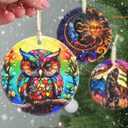 Christmas Ornaments, 3.5 Inch Ceramic Owl Hanging Ornament, Christmas Tree Ornaments, Gifts for Family, Xmas Gifts, Unique Gift Idea, Perfect for Holiday Party, Tree, Window, Wall Decor