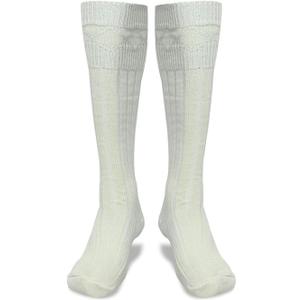 Scottish Highland Kilt Hose for Men, Ribbed Socks for USA Shoe Sizes, Wool Blend (Beige, M)