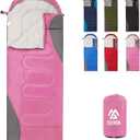 Sleeping Bag for Adults Teens Kids Cold Warm Weather, Portable Waterproof & Lightweight, Compact with Compression Sack, for 3-4 Seasons Camping, Backpacking, Hiking, Travel, Indoors Outdoors (Pink)