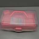 TERGOO 12in 3-Layer Plastic Craft Organizers and Storage, Portable Folding Tackle Box with Handle & Adjustable Dividers, Multipurpose Case for Sewing, Art Supplies, Medicine, Tools (Pink)