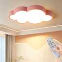19in/36W Dimming Kids Room Cloud Design Ceiling Light,Pink Close to Ceiling Light Fixture with Remote LED Ceiling Lamp for Kids Bedroom/Kindergarten/Hallway/Balcony