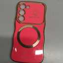 ZONRW for Samsung Galaxy S23 Case Magnetic,for Women Girls Soft Cute Wave Frame Curly Shape Love Heart Luxury Plating Phone Case Compatible with MagSafe Shockproof Back Cover 6.1", Hot Pink