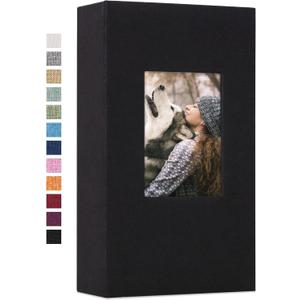 Vienrose Linen Photo Album 300 Pockets for 4x6 Photos Fabric Cover Photo Books Slip-in Picture Albums Wedding Baby Black