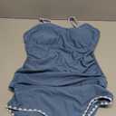 Girls Swimsuit Solid Color Tankini Contrast Trim Swimwear 2 Piece Bathing Suit Padded Swimsuits for Teens 9-16Y (11-12 Years, Haze Blue)