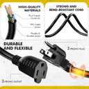 Kanayu 5 Pcs 2 ft Black 3 Prong Extension Cords, [ul Listed] 13a 125v 1625w, Indoor Outlet Extender Male and Female Power Cables, Flexible for Home, Garden, Office and Christmas Lights Decorations