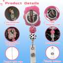 4 x Hope&Luck Halloween Badge Reel, Funny Fall Retractable Nurse Badge Holder with Alligator Clip Glitter Ghost Skull Badge Reels for Nurses Nursing Students Teacher Doctor Name Tag ID Card Decor