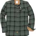 Dubinik Mens Flannel Shirts Long Sleeve Flannel Shirt for Men Casual Button Down Brushed 100% Cotton Shirt (X-Large, Dark Green)