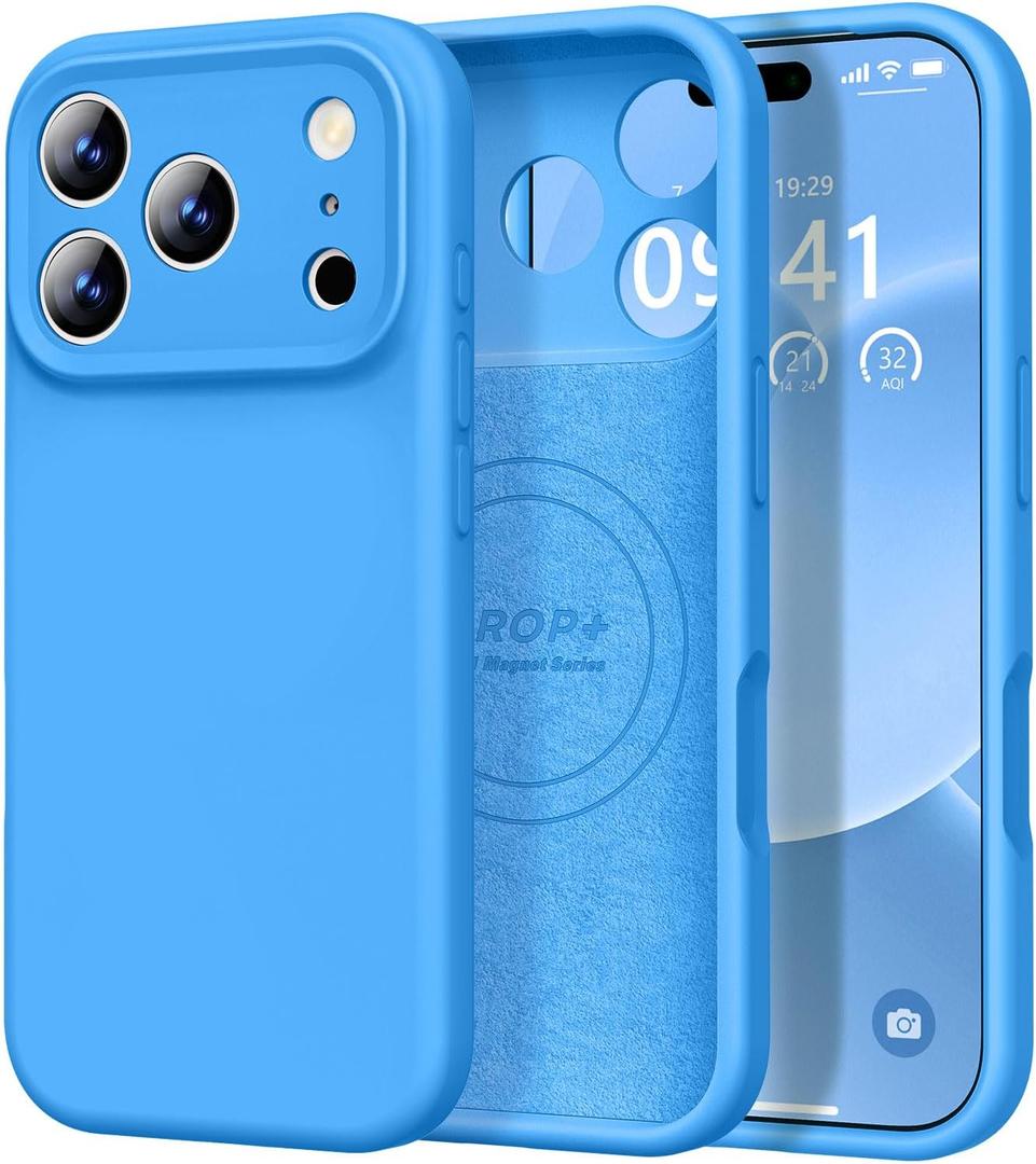 Vooii Magnetic for iPhone 17 Pro Case, Compatible with Magsafe (Premium Liquid Silicone) (Integrated Camera Control Button) Full Body Protective Anti-Scratch Microfiber Lining 6.3", Blue