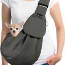 SlowTon Dog Carrier Sling, Thick Padded Adjustable Shoulder Strap Dog Carriers for Small Dogs, Puppy Carrier Purse for Pet Cat with Front Zipper Pocket Safety Belt Machine Washable (Gray S) (A-Grey Cotton Fabric)