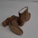 Coutgo Women's Ankle Boots Chunky Block Low Heel Vintage Tie Knot Booties Shoes with Side Zipper 8 1/2, Brown