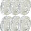 Abitoncc 6PCS Self-Adhesive Crystal Rhinestone Ribbon, Diamond Bling Ribbons Stickers 6-Rolls Bedazzling Strips, 6-Yard White Color for DIY Crafts, Wedding, Shoes, Phone Cases, Decoration