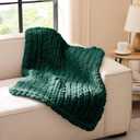 L'AGRATY Chunky Knit Blanket Throw - Soft Chunky Throw Blankets 30x40: 100% Hand Kintted Chenile Crochet Throw Blanket for Couch - Large Cable Knit Blankets for Home Decor (Olive Green)