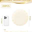 LIYH 20 Pcs 10 Inch Beige Plastic Plates Reusable - Unbreakable Plastic Scalloped Wavy Dinner Plates for Baby Shower Camping Party Outdoor Picnics Dishwasher Safe BPA Free