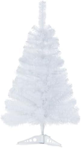 CIPOWM 3FT Artificial Christmas Tree White Mini Tabletop Christmas Pine Tree with Plastic Stand Small Xmas Tree for Indoor Outdoor Holiday Home Decoration