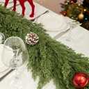 6FT Christmas Garland, Real Touch Cypress Pine Garlands, Green Artificial Cedar Garland Christmas Decorations for Home, Dining Table Mantel Porch Wall Stairs Winter Xmas Decor