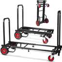 Pyle Compact Folding Adjustable Equipment Dolly - Heavy Duty 8-in-1 Convertible Cart Hand Truck/Dolly/Platform Cart with R-Trac Wheels - Expandable Up to 25.24" to 40.24" - 200 LBS MAX Load Capacity