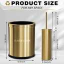 Maxdot 2 Pcs 2.6 Gallon/10 L Gold Bathroom Trash Can with Flip Lid and Toilet Brush Set, Stainless Steel Garbage Trash Can with Toilet Bowl Cleaner for Home Office Hotel Bathroom Bedroom Kitchen