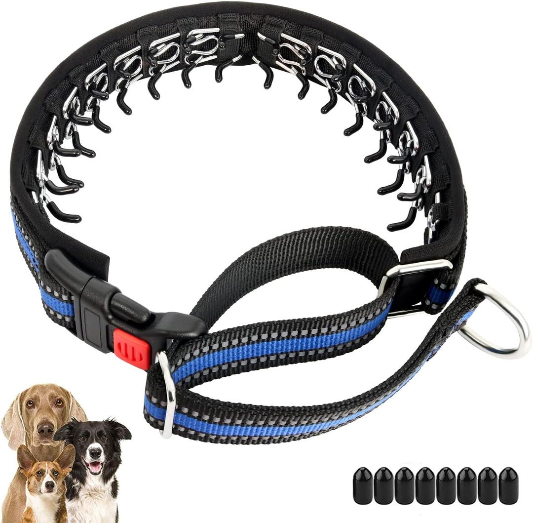 Collar for Dogs, No Pull Dog Collar with Reflective Strip for Small Medium Large Dogs, Anti Pulling Dog Collar with Buckle for Walking Training, Safe for Night Walk(Blue, S)