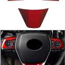 3PCS ABS Red Steering Wheel Button Cover Sticker Interior Decoration Sticker Accessories Trim for Toyota Camry 2018 2019 2020 2021 2022 2023 2024,for Toyota Avolon 2019 2020 2021 2022