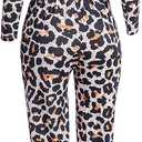 xxxiticat Women's Off Shoulder Camo Jumpsuit Long Sleeve Drawstring Waist Plaid Leopard Print Club Casual Rompers (S)